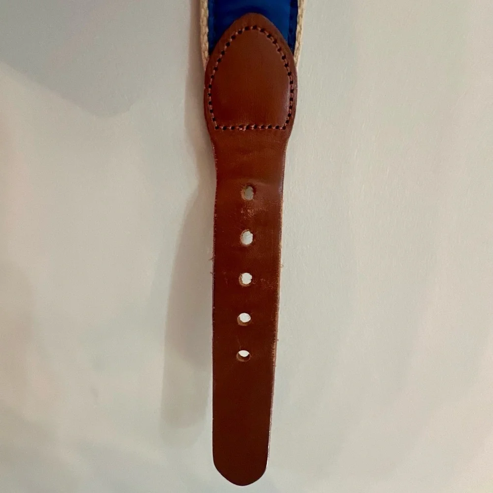 Leather Man Ltd Nautical Blue Crab Embroidered Belt Size 48
